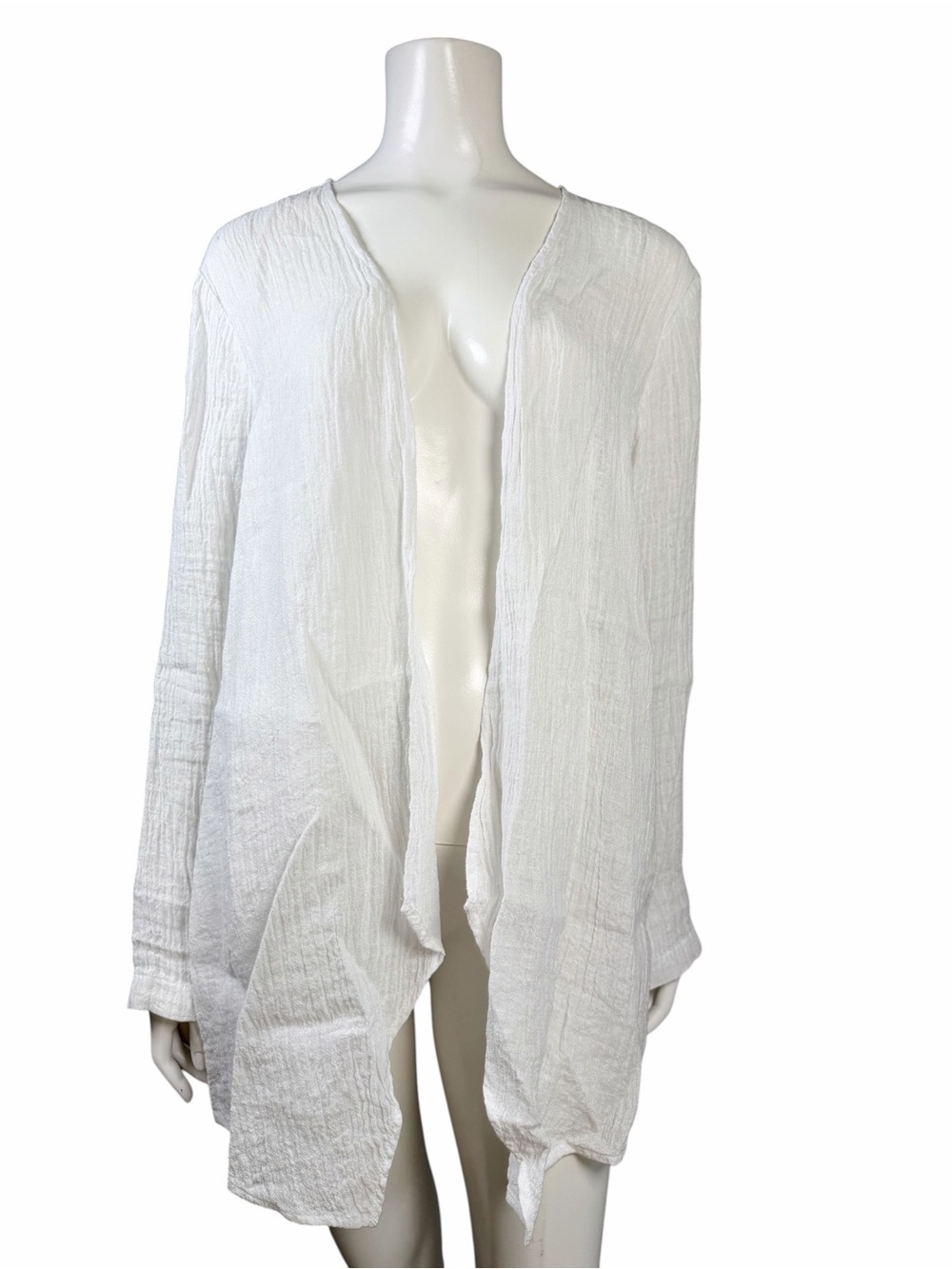 Pure Jill White Linen Open Front Beach Cover Up Cardigan M - Picture 2 of 12